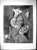 Old Antique Print 1885 Beautiful Woman Sleeping Garden Hammock Idleness 19th