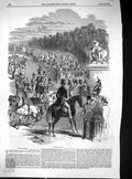 Original Old Antique Print 1849 Longchamps Horse Racing Sport Spectators France