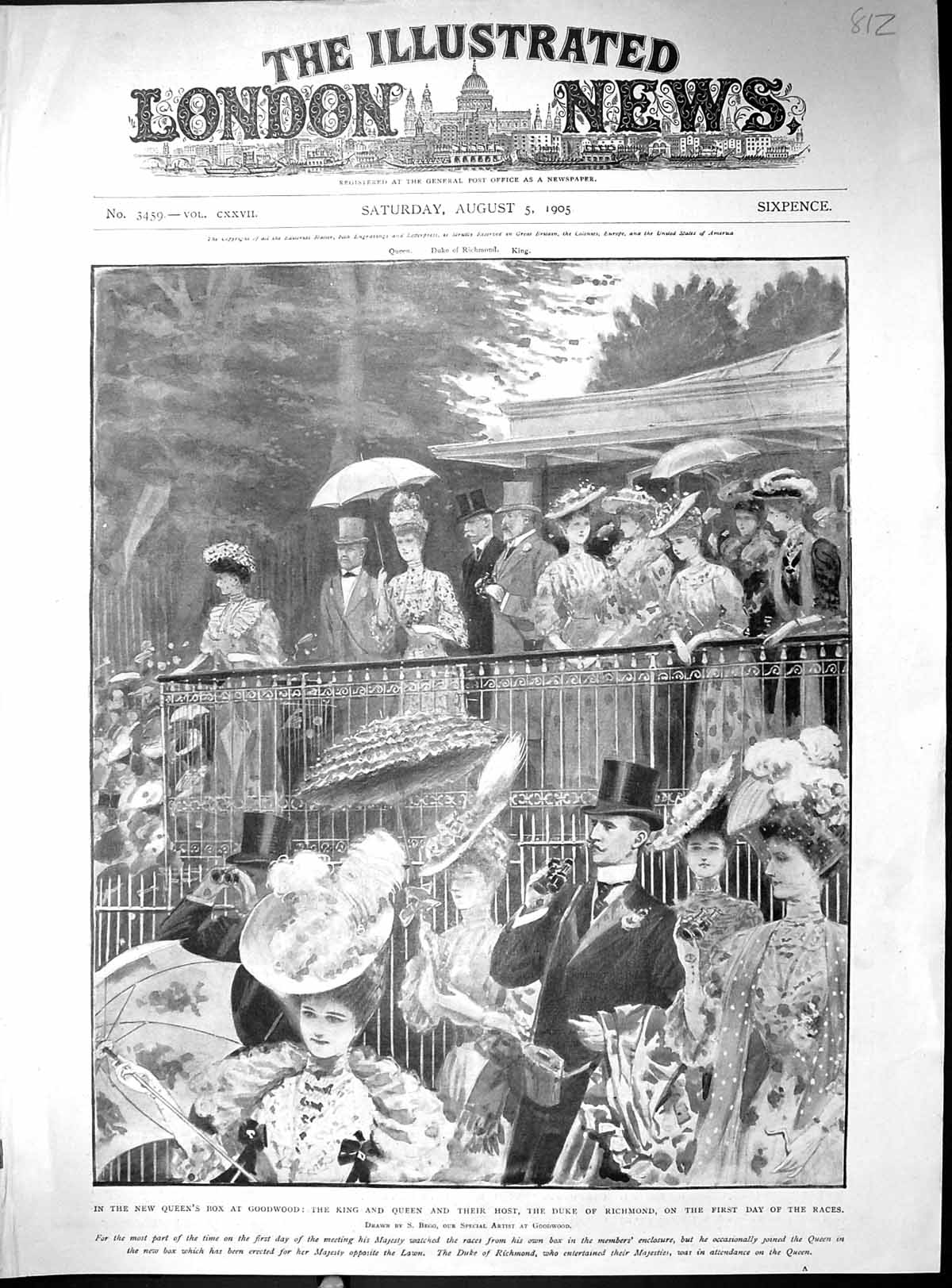 Old 1905 Queen England Box Goodwood Horse Racing Duke Richmond Sport 20th