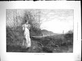 Old Antique Print 1891 Cross Purposes Young Lady Man River Bridge Macnab 19th