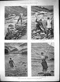 Antique Print 1888 Fishing Strange Waters Norway Trout Angler Sport Kennard