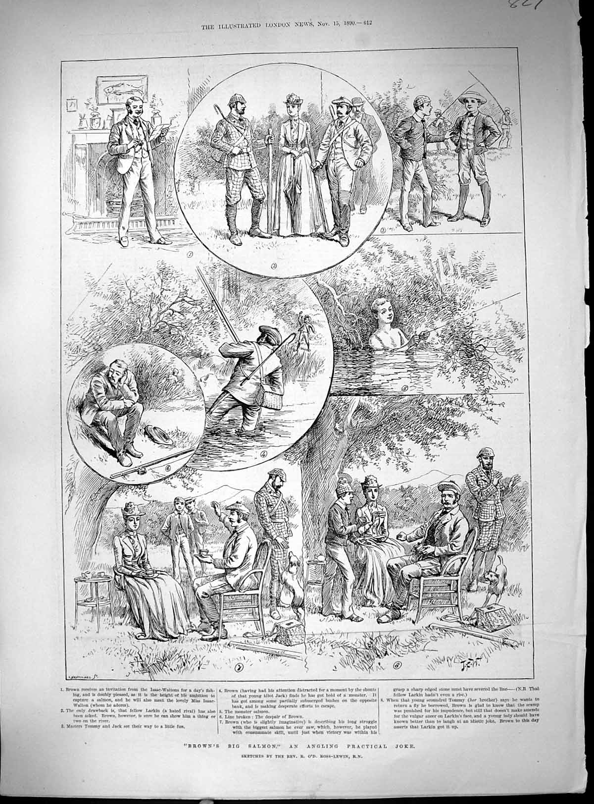Old 1890 Brown'S Big Salmon Angling Fishing Sport Larkin Comedy Sketc Victorian