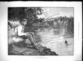 Antique Print 1890 Piscator Puzzled Man Sitting River Fishing Boot Angling 19th