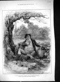 Old Print 1879 Mr Pickwick Picnic Basket River Barnard Character Dickens 19th