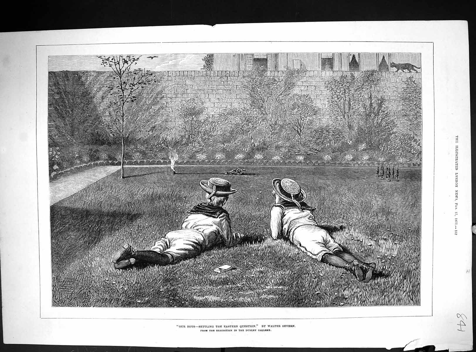 Old Print Our Boys Settling Eastern Question Children Playing Siers Gard