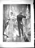 Antique Old Print 1893 Interrupted Man Lady Romance Dance Canton Woodville 19th