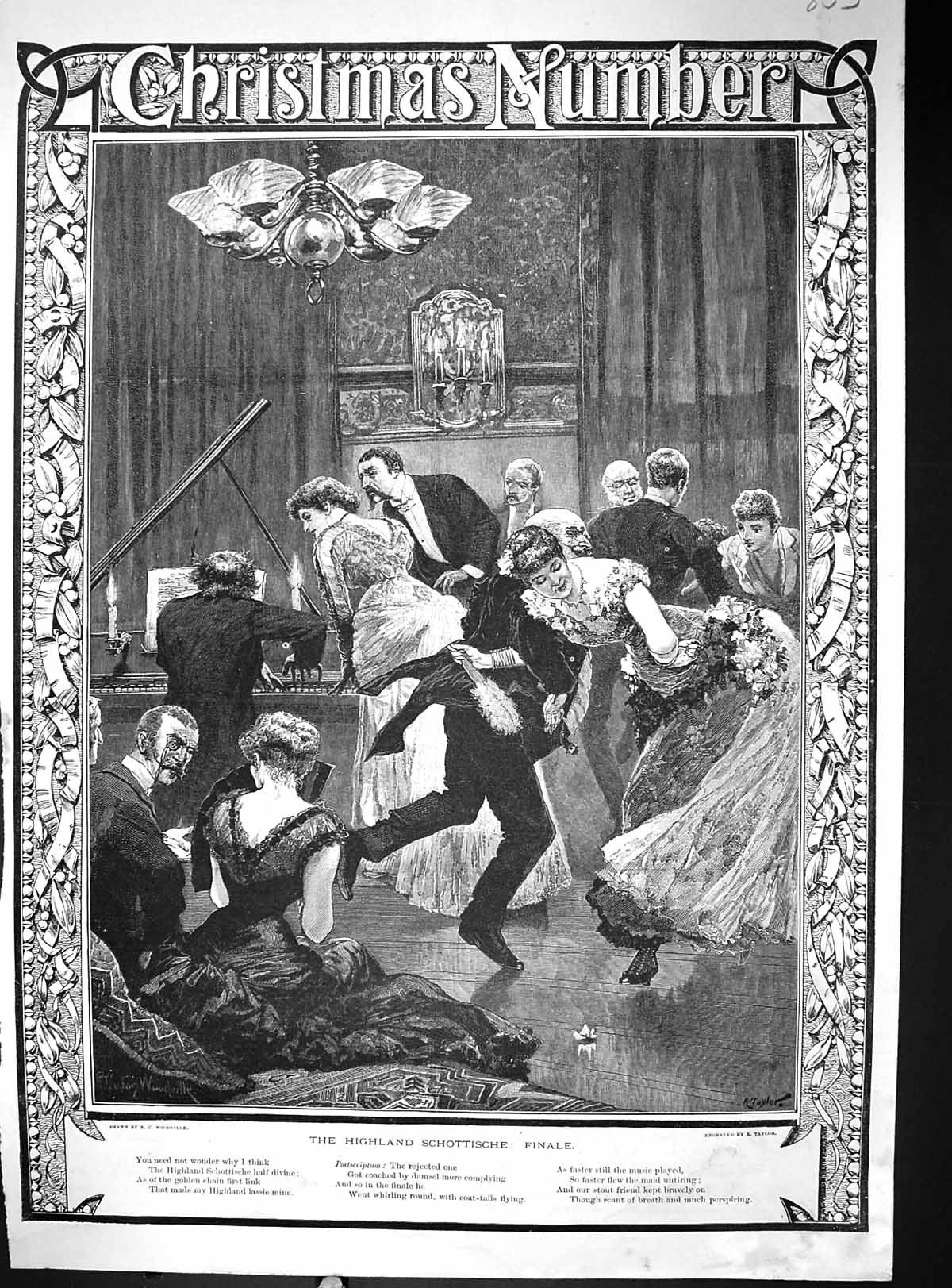 Old Antique Print 1884 Highland Schottische Finale Music Dancing Scotland 19th