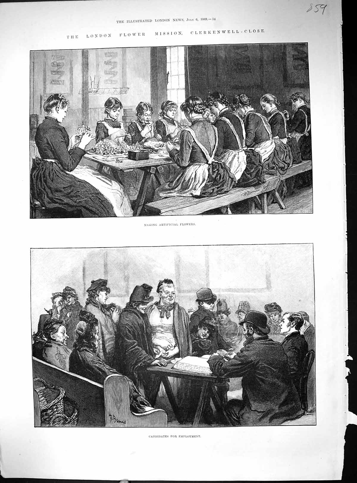 Old 1889 London Flower Mission Clerkenwell-Close Candidates Employmen Victorian