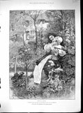 Antique Old Print Faith Freedom Man Lady Romance Kissing Garden 1888 Besant