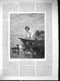 Antique Old Print 1888 Young Ducks Little Girl Wooden Pier Toy Doll Beyschlag