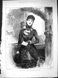 Old Print 1882 Church Choir Beautiful Woman Leading Soprano Music Singer 19th