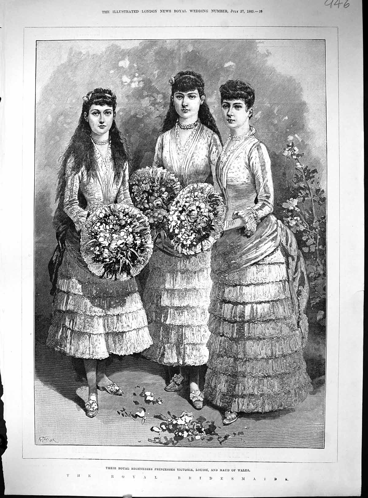 Old Antique Print 1885 Princess Victoria Louise Maud Wales Royal Ladies 19th
