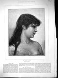 Original Old Antique Print 1884 Portrait Beautiful Woman Gipsy Girl Jenisek
