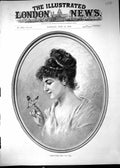 Old Print 1893 Portrait Beautiful Woman Butterfly Sweet Summer Time Toll 19th