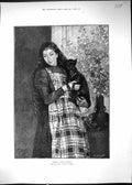 Antique Print Chums Beautiful Woman Pet Black Cat 1892 Mathey Champ De Mars