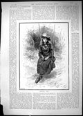 Original Old Antique Print 1894 Young Girl Sitting Garden Swing Holiday Time