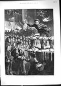 Original Old Antique Print 1886 Christmas Goose Merchant Salesman Market Scene