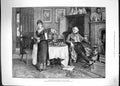 Old 1883 First Floor Lodger Man Sitting Fireside Tea-Time House Scene Victorian