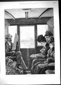 Antique Old Print 1890 Easter Manoeuvres Train Carriage Passengers Railway 19th