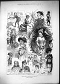 Old Antique Print 1882 Costumes Christmas Fancy Dress Ball Hamlet Egypt 19th