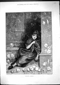 Antique Old Print 1881 Nellie'S Dream Beautiful Young Girl Bubbles Greenaway