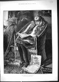 Old Antique Print 1882 Story Cinderella Young Girl Reading Book Mary Gow 19th