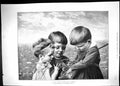 Original Old Antique Print 1889 Good Catch Children Butterfly Net Dvorak Munich