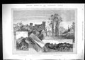 Antique Old Print 1889 England Hawarden Castle Village Buckley Architecture