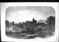 Original Old Antique Print 1865 Alnwick Castle Duke Northumberland Architecture