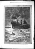 Original Old Antique Print 1888 Ship Wreck Stormy Sea Rescue Life-Boat 19th