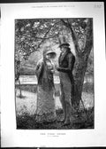 Old Antique Print 1881 Beautiful Woman Man Romance First Offer Brewtnall 19th