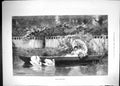 Antique Print 1891 Sweet Summer Days Beautiful Woman River Boat Swan Birds 19th