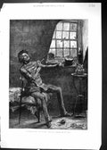 Antique Old Print 1880 Two Phases Life Gone To Seed Poor Man Bedroom Scene 19th