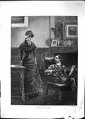 Original Old Antique Print 1882 Husband Wife Romance Man Woman House Scene 19th
