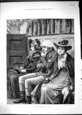 Antique Old Print 1882 Squire'S Pew Man Woman Interior Church Scene Religion