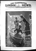 Old Print 1894 Scene Recent Floods Man Rescuing Women House Boat Bedford 19th