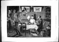 Antique Old Print 1881 Intruders Man Woman Dinner Table Romance Travellers 19th
