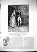 Original Old Antique Print 1884 Man Woman Romance Ropes Sand Hal Ludlow 19th