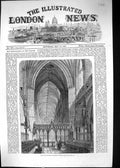 Original Old Antique Print 1860 Choir Cathedral Lichfield England Architecture