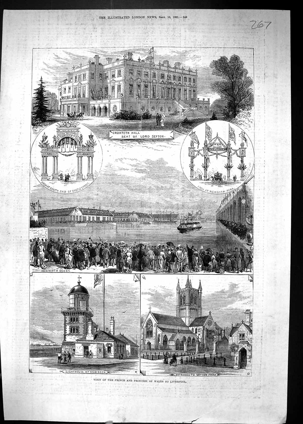 Old 1881 Prince Wales Liverpool Croxeth Hall Lord Sefton Lighthouse N Victorian