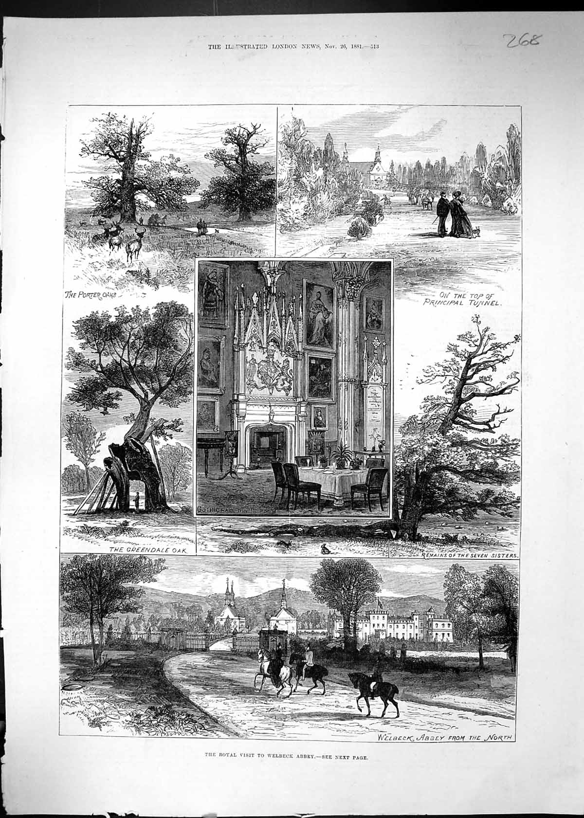 Old 1881 Royal Visit Welbeck Abbey Seven Sisters Porter Oaks Greendal Victorian
