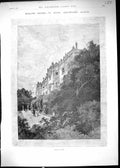 Original Old Antique Print 1893 Hughenden Manor England Church Private Gardens