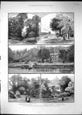 Original Old Antique Print 1886 Duke Buccleuch House Grounds Richmond Vestry