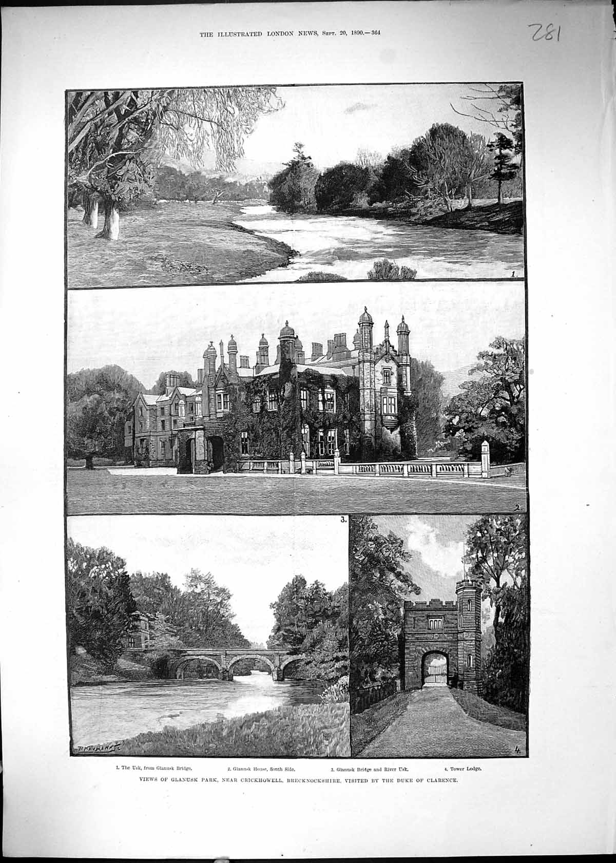 Old 189 Views Glanusk Park Crickhowell Brecknockshire Birdge Tower Lo Victorian