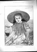 Original Old Antique Print 1894 Beautiful Young Girl Beach Sea Scene Gervex