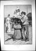 Antique Old Print Young Girl Pier Lokking Out For Papa Fisherman Rainey 1890