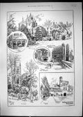 Old Print 1893 Winchester College Warden Garden Cloisters Chamber Chapel 19th