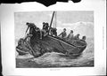 Old Antique Print 1885 Fishing Up Lost Anchors Fishermen Boat Sea Scene 19th