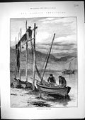 Old Antique Print Fishing Idustry Herring Boats Loch Fyne Scotland 1883 19th