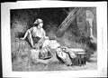 Old Antique Print 1886 Welcome Footsteps Beautiful Woman Man Church Door 19th